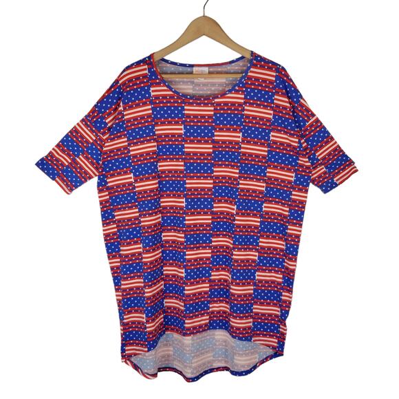 LuLaRoe Irma American Flag Americana Tunic T-Shirt Size Medium - Picture 1 of 4
